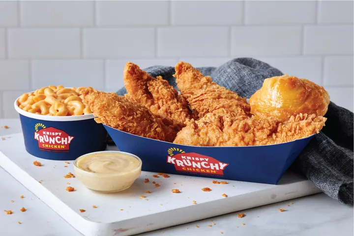 Cajun tenders Krunch Box with mac and cheese and honey biscuit